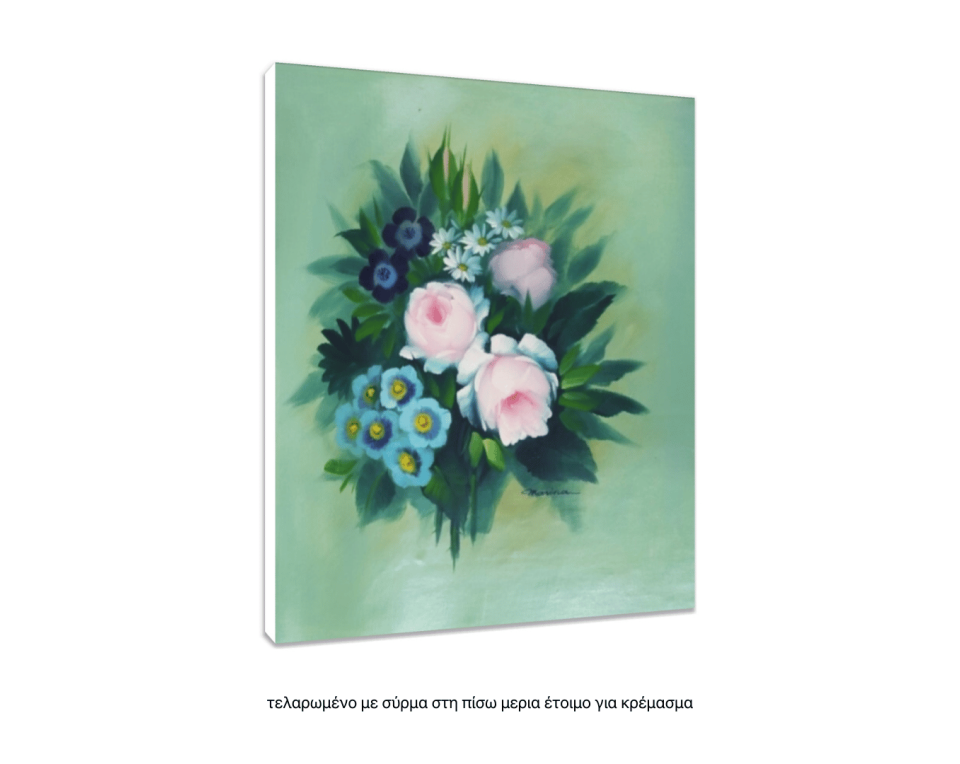 Λουλούδια, Λάδι σε μουσαμά τελαρωμένο 50Χ60cm lm2