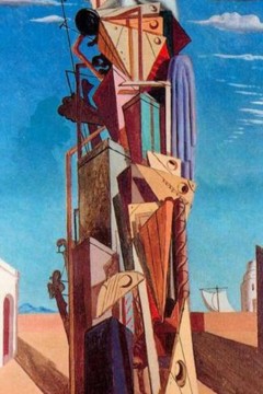  Τζόρτζιο ντε Κίρικο με τίτλο "Η Μεγάλη Μηχανή".  Εκτύπωση έργο τέχνης σε κάμβα τελαρωμένο κάθετο 40Χ80εκ 