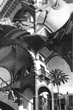  «Ψηλά και Χαμηλά» (High and Low) του Ολλανδού καλλιτέχνη M.C. Escher,Εκτύπωση έργο τέχνης σε κάμβα τελαρωμένο κάθετο 40Χ80εκ 