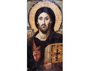 Εικόνα του Χριστού Παντοκράτορα από τη Μονή Αγίας Αικατερίνης στο Σινά Εκτύπωση, σε κάμβα τελαρωμένο κάθετο 40Χ80εκ 