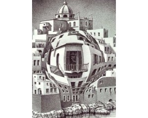  M.C. Escher με τίτλο "Μπαλκόνι" (Balcony) Εκτύπωση έργο τέχνης σε κάμβα τελαρωμένο κάθετο 50Χ70εκ 