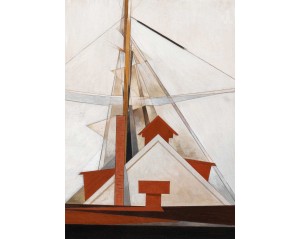 "Ιστοί, καμινάδες και αεραγωγοί" (Masts, Chimneys, and Ventilators) του Αμερικανού ζωγράφου Τσαρλς Ντέμουθ (Charles Demuth).Εκτύπωση έργο τέχνης σε κάμβα τελαρωμένο κάθετο 50Χ70εκ 