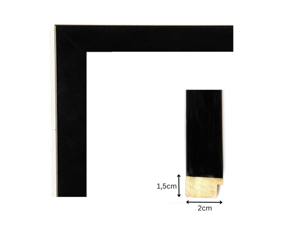 Μαύρη ξύλινη κορνίζα 2εκ με τζάμι 40X60εκ