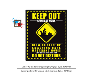 Gamer Αφίσα σε ξύλινη μαύρη κορνίζα με τζάμι 40Χ50cm