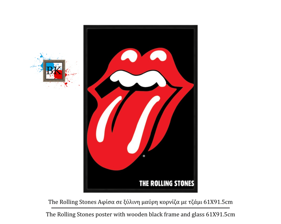 The Rolling Stones Αφίσα σε ξύλινη μαύρη κορνίζα με τζάμι 61Χ91.5cm