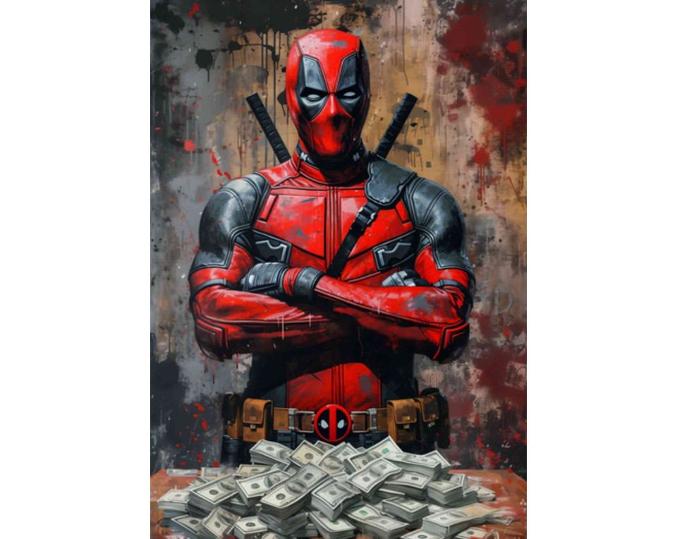 ΠΙΝΑΚΑΣ ΣΕ ΚΑΜΒΑ Deadpool με Χρήματα