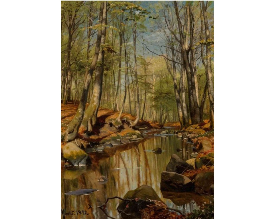 ΠΙΝΑΚΑΣ ΣΕ ΚΑΜΒΑ Peder Mork Monsted - Δασικό Τοπίο με Ποτάμι