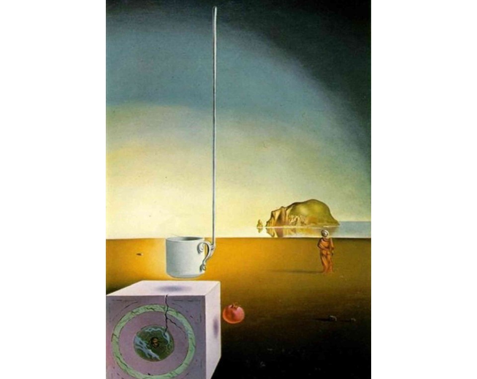 ΠΙΝΑΚΑΣ ΣΕ ΚΑΜΒΑ Salvador Dalí - Ιπτάμενο Γιγάντιο Φλιτζάνι με Ακατανόητο Προσάρτημα Μήκους Πέντε Μέτρων