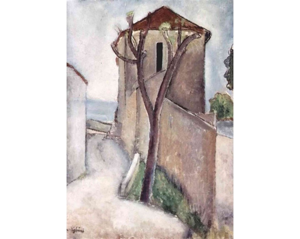 ΠΙΝΑΚΑΣ ΣΕ ΚΑΜΒΑ Amedeo Modigliani - Δέντρο και Σπίτι