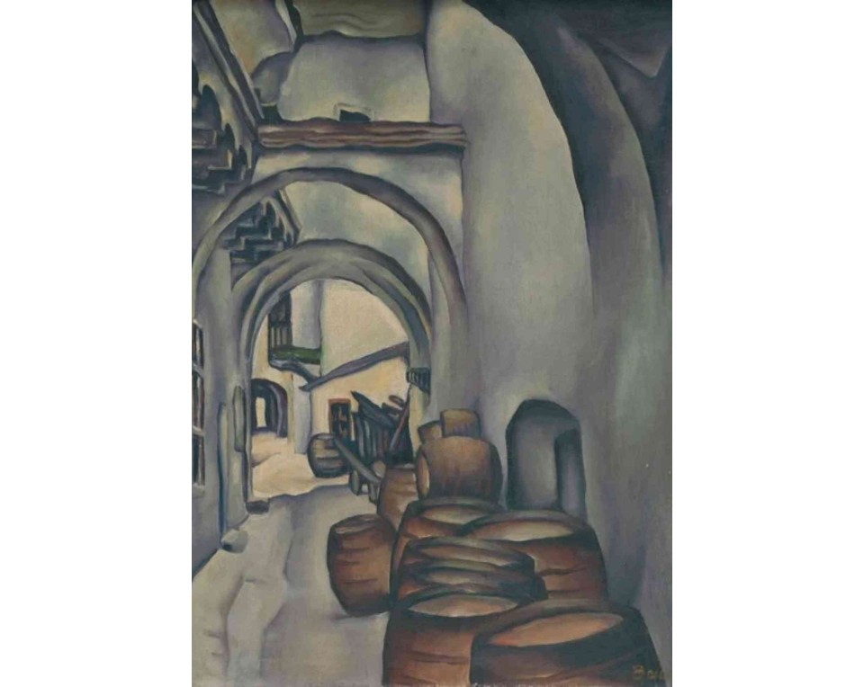 ΠΙΝΑΚΑΣ ΣΕ ΚΑΜΒΑ Konštantín Bauer - Αυλή στο Κόσιτσε