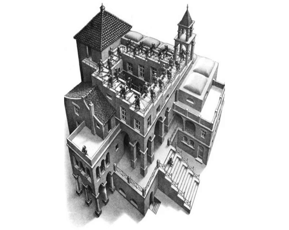 ΠΙΝΑΚΑΣ ΣΕ ΚΑΜΒΑ M. C. Escher - Ανεβαίνοντας και Κατεβαίνοντας