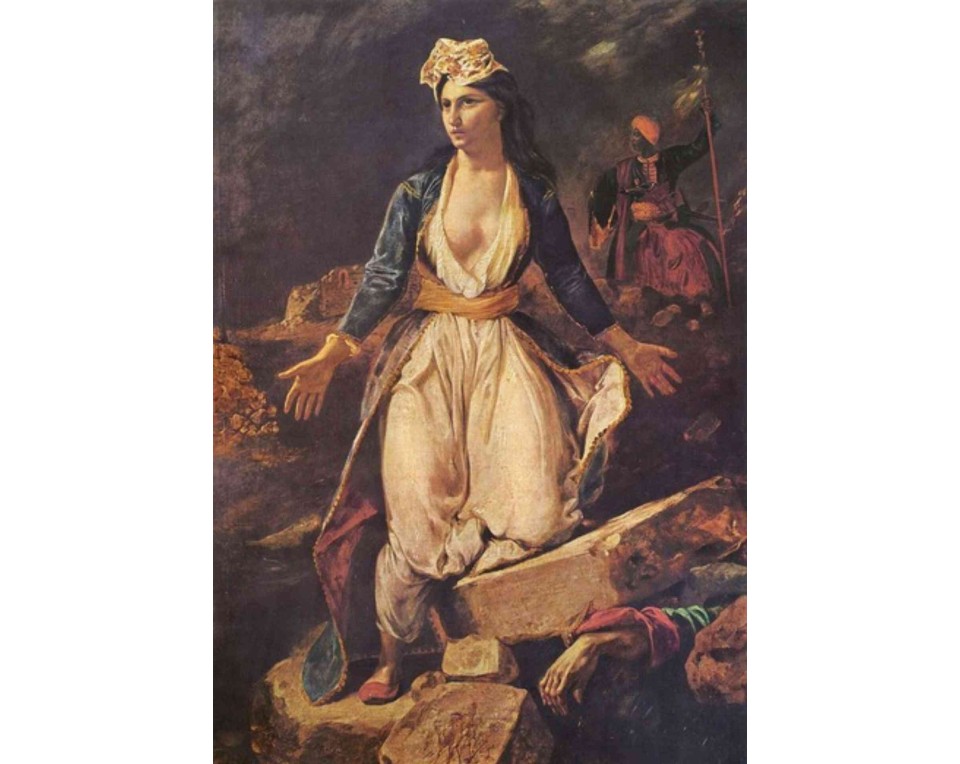 ΠΙΝΑΚΑΣ ΣΕ ΚΑΜΒΑ Eugène Delacroix - Η Ελλάδα στα Ερείπια του Μεσολογγίου