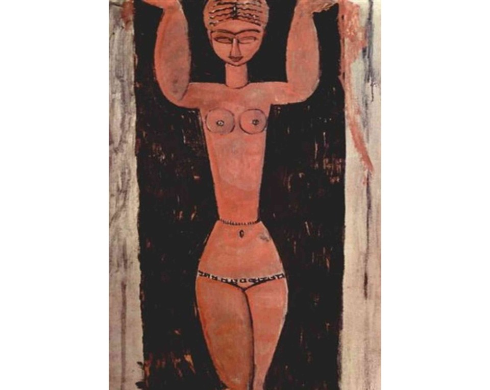 ΠΙΝΑΚΑΣ ΣΕ ΚΑΜΒΑ Amedeo Modigliani - Καρυάτιδα Κόκκινη