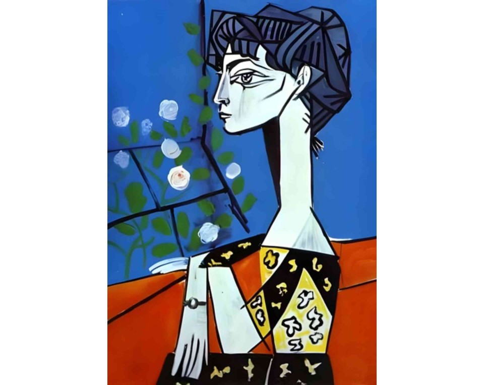ΠΙΝΑΚΑΣ ΣΕ ΚΑΜΒΑ Pablo Picasso - Η Ζακλίν με Λουλούδια