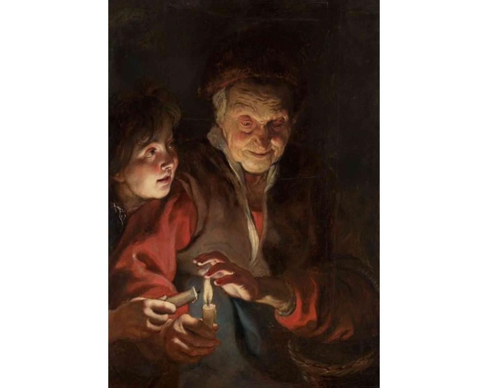 ΠΙΝΑΚΑΣ ΣΕ ΚΑΜΒΑ Peter Paul Rubens - Γριά Γυναίκα και Αγόρι με Κεριά