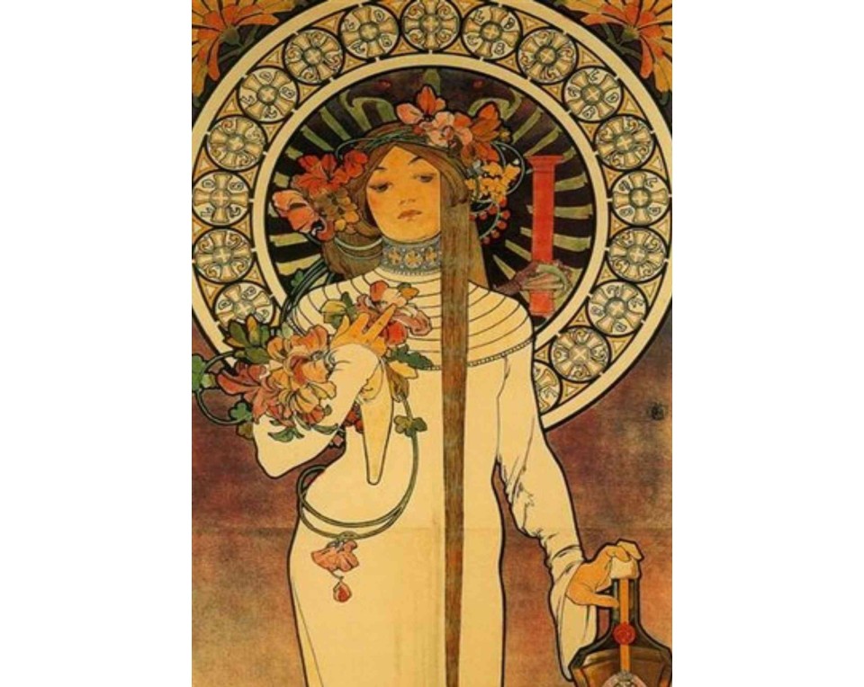 ΠΙΝΑΚΑΣ ΣΕ ΚΑΜΒΑ Alphonse Mucha - Ονειροπόληση / Γυναίκα Art Nouveau