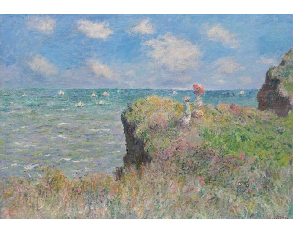 ΠΙΝΑΚΑΣ ΣΕ ΚΑΜΒΑ Claude Monet - Ο Περίπατος στον Βράχο στο Πουρβίλ