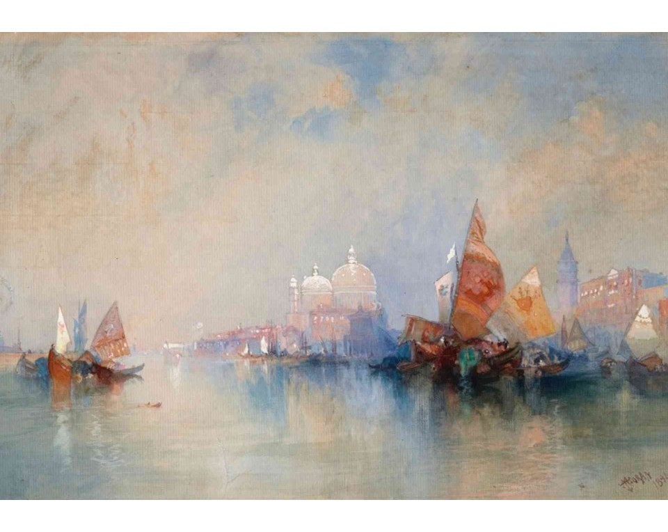 ΠΙΝΑΚΑΣ ΣΕ ΚΑΜΒΑ Thomas Moran - Η Λιμνοθάλασσα προς τη Σάντα Μαρία ντελα Σάλουτε