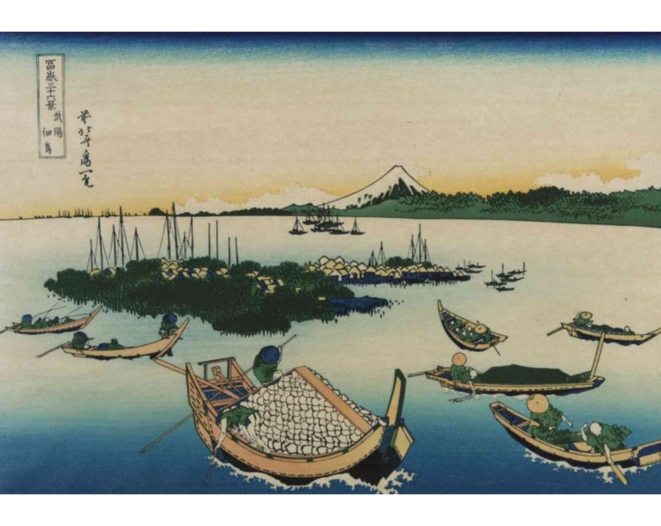 ΠΙΝΑΚΑΣ ΣΕ ΚΑΜΒΑ Katsushika Hokusai - Η Τσουκουντατζίμα στην Επαρχία Μουσάσι