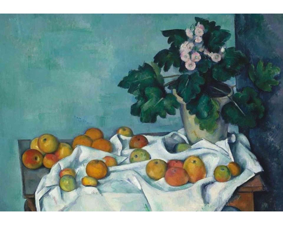 ΠΙΝΑΚΑΣ ΣΕ ΚΑΜΒΑ Paul Cézanne - Νεκρή Φύση με Μήλα και Γλάστρα με Πρίμουλες