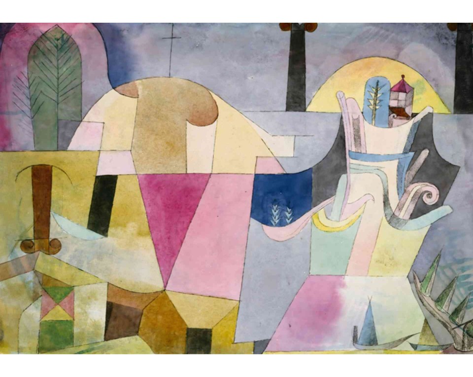 ΠΙΝΑΚΑΣ ΣΕ ΚΑΜΒΑ Paul Klee - Μαύρες Κολόνες σε Τοπίο