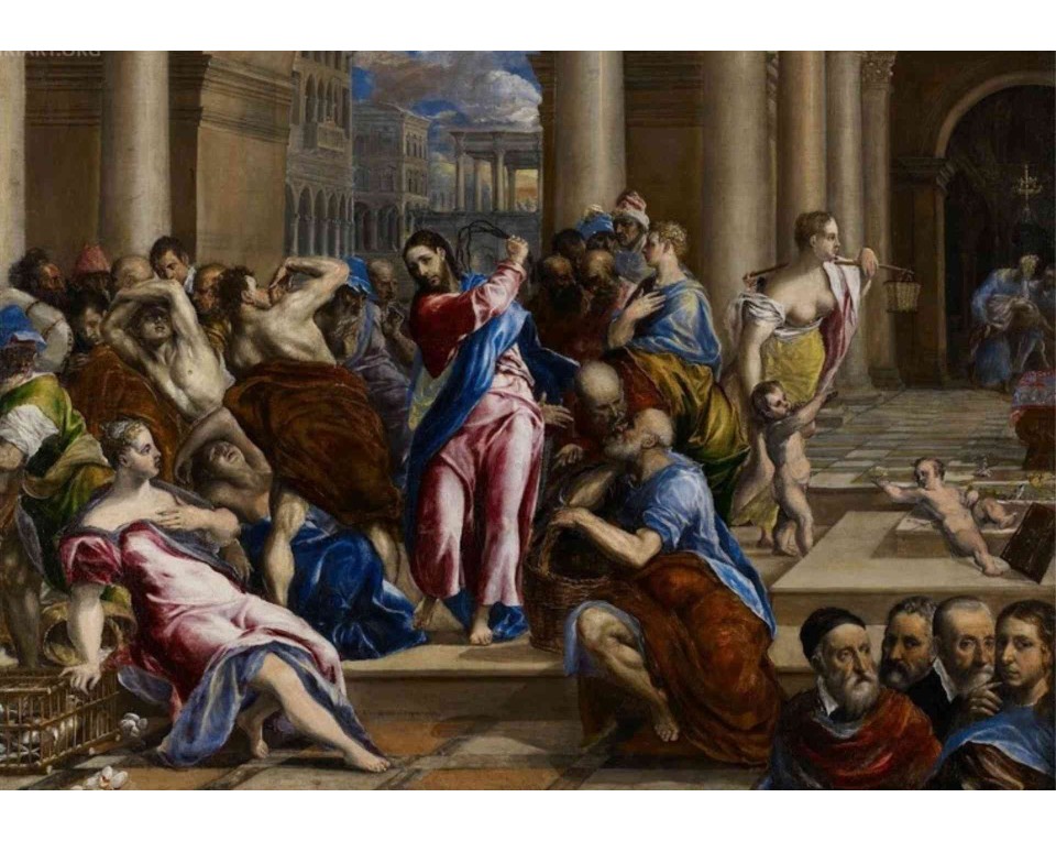 ΠΙΝΑΚΑΣ ΣΕ ΚΑΜΒΑ El Greco - Η Εκδίωξη των Εμπόρων από τον Ναό