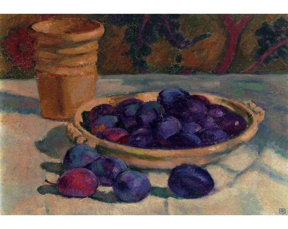 ΠΙΝΑΚΑΣ ΣΕ ΚΑΜΒΑ Théo van Rysselberghe - Νεκρή Φύση με Δαμάσκηνα
