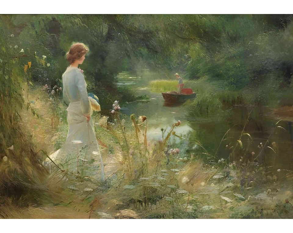 ΠΙΝΑΚΑΣ ΣΕ ΚΑΜΒΑ John Singer Sargent - Γυναίκα δίπλα στο Νερό