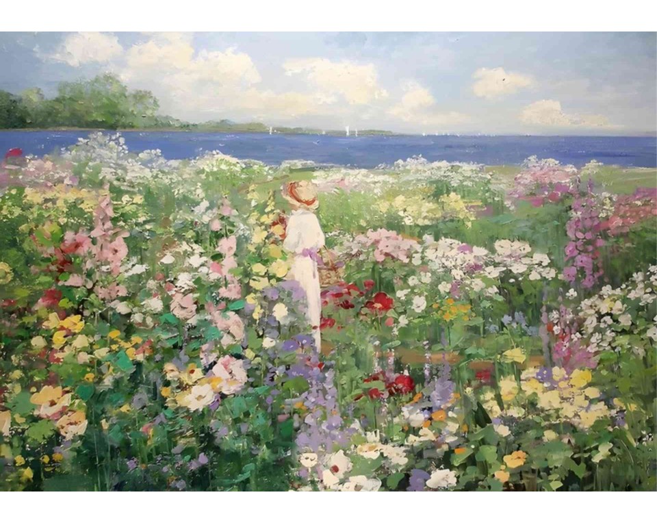 ΠΙΝΑΚΑΣ ΣΕ ΚΑΜΒΑ Childe Hassam - Κήπος με Ρόδα