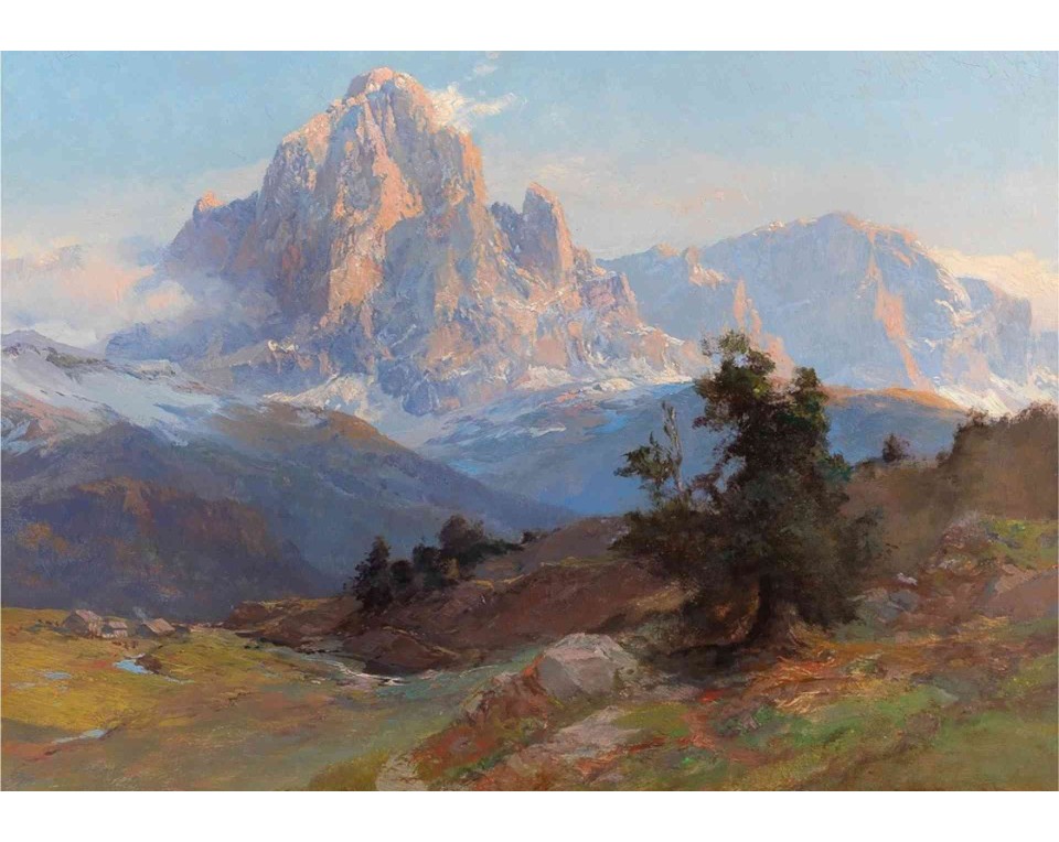 ΠΙΝΑΚΑΣ ΣΕ ΚΑΜΒΑ Edward Theodore Compton - Άποψη του Όρους Sassolungo