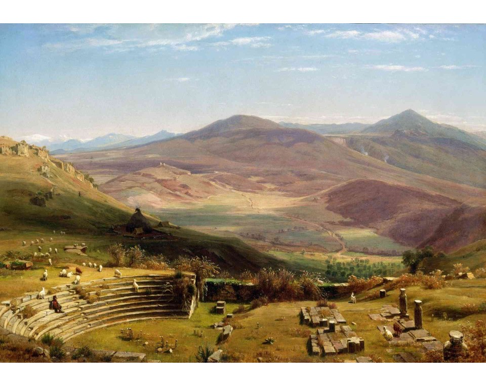 ΠΙΝΑΚΑΣ ΣΕ ΚΑΜΒΑ Worthington Whittredge - Το Αμφιθέατρο του Tusculum και τα Βουνά Albano