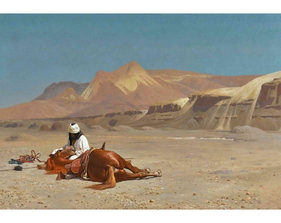 ΠΙΝΑΚΑΣ ΣΕ ΚΑΜΒΑ Jean-Léon Gérôme - Ο Αναβάτης και το Άλογό του στην Έρημο