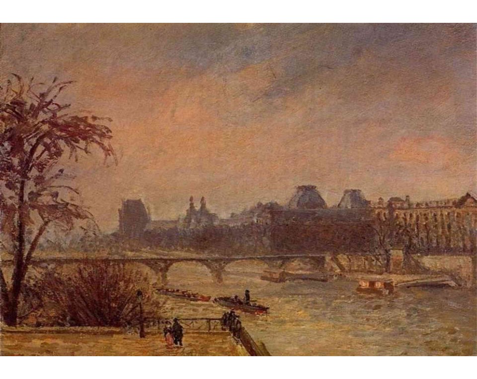 ΠΙΝΑΚΑΣ ΣΕ ΚΑΜΒΑ Camille Pissarro - Ο Σηκουάνας και το Λούβρο, Παρίσι