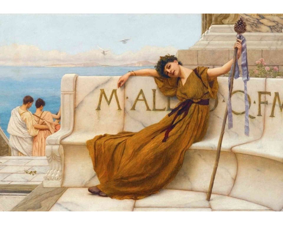 ΠΙΝΑΚΑΣ ΣΕ ΚΑΜΒΑ John William Godward - Μια Ιέρεια του Βάκχου