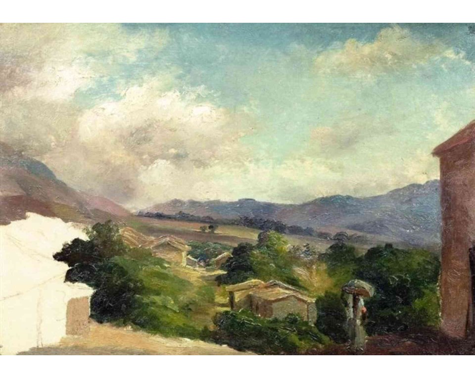 ΠΙΝΑΚΑΣ ΣΕ ΚΑΜΒΑ Camille Pissarro - Ορεινό Τοπίο στον Άγιο Θωμά, Αντίλλες