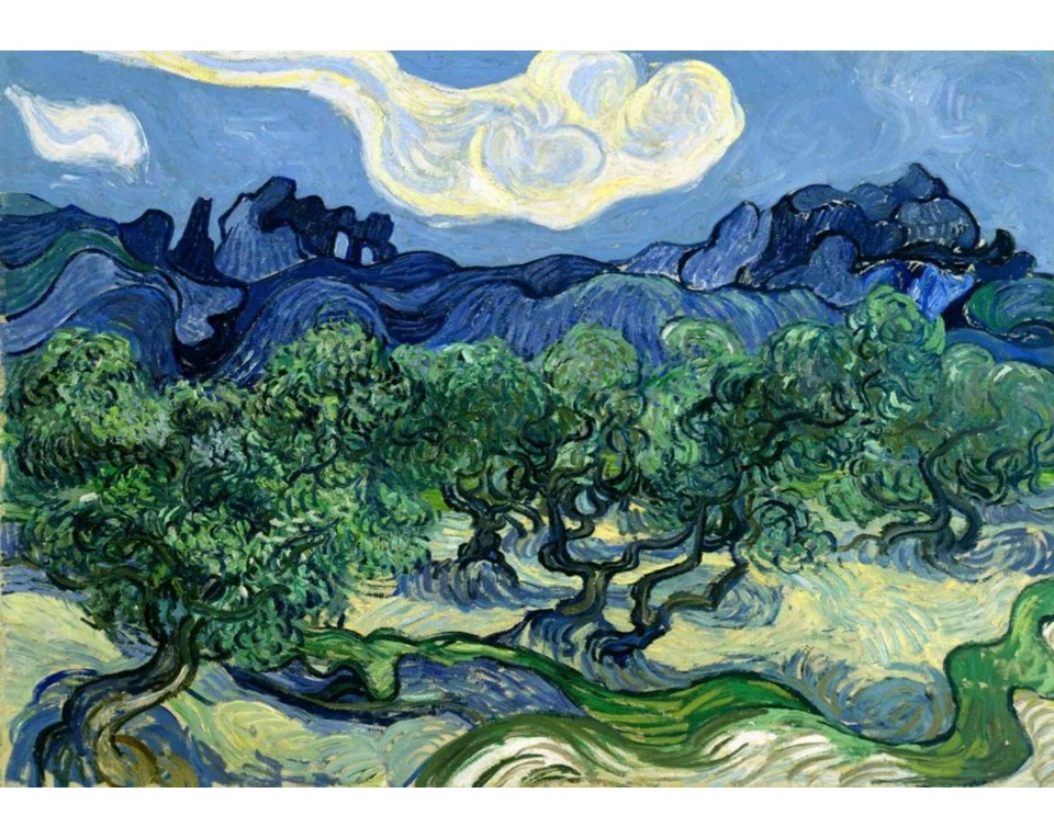 ΠΙΝΑΚΑΣ ΣΕ ΚΑΜΒΑ Vincent van Gogh - Ελαιόδεντρα με τις Αλπίγιο στο Βάθος