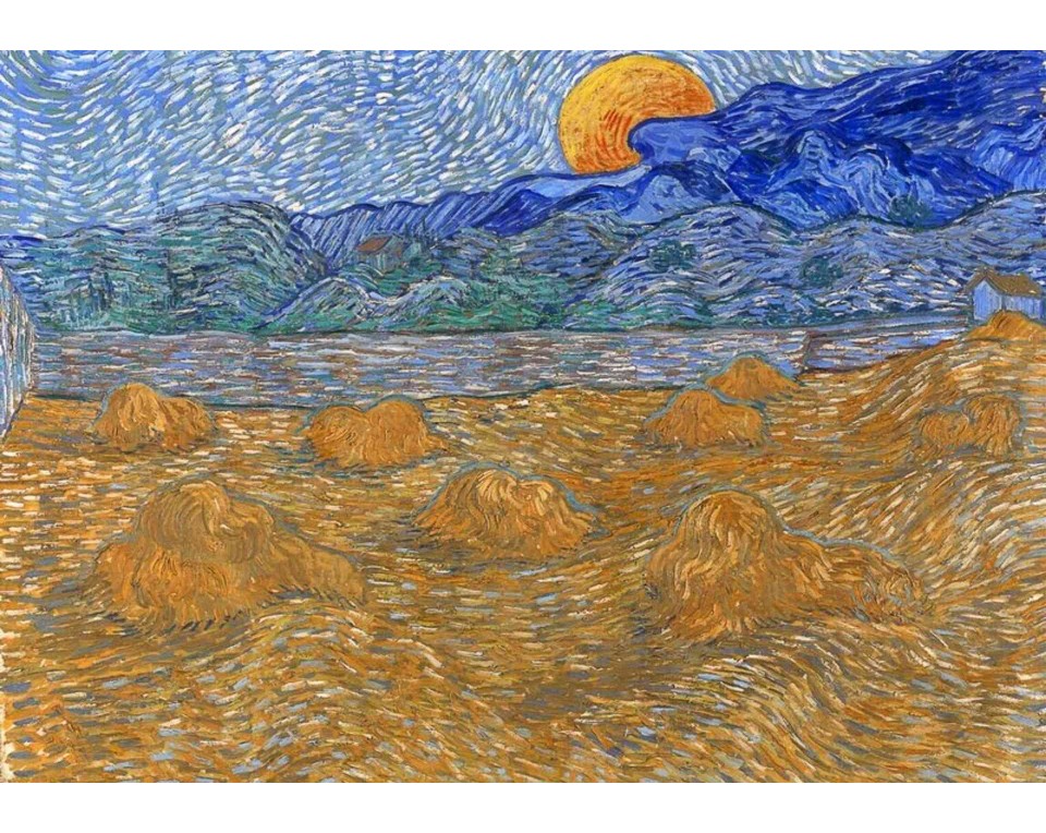 ΠΙΝΑΚΑΣ ΣΕ ΚΑΜΒΑ Vincent van Gogh - Τοπίο με Θημωνιές Σίτου και Ανατέλλουσα Σελήνη