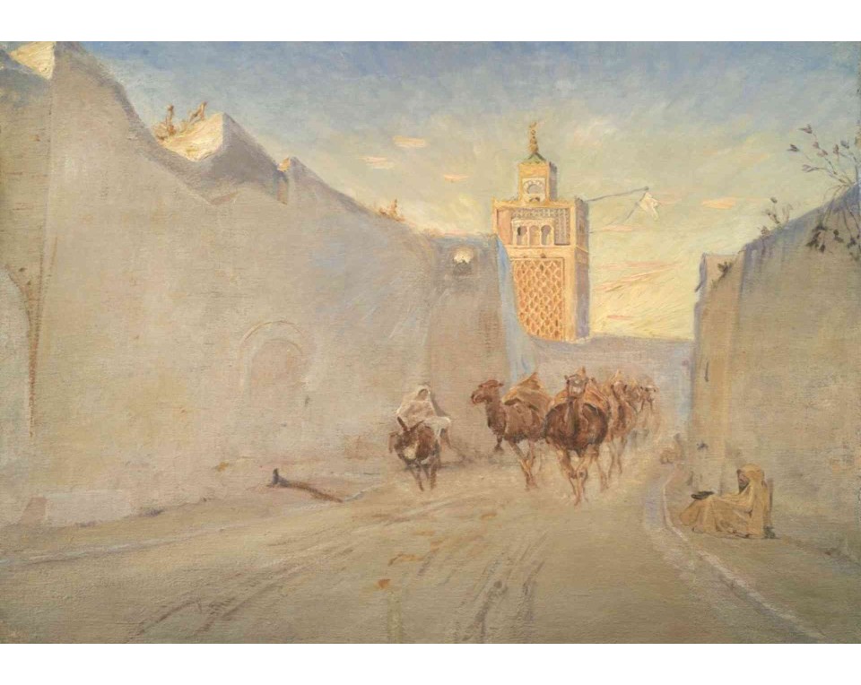 ΠΙΝΑΚΑΣ ΣΕ ΚΑΜΒΑ Theodor Philipsen - Καμήλες σε Δρόμο στην Τύνιδα