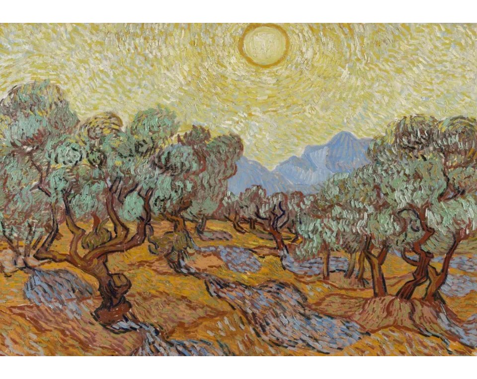 ΠΙΝΑΚΑΣ ΣΕ ΚΑΜΒΑ Vincent van Gogh - Ελαιόδεντρα με Κίτρινο Ουρανό και Ήλιο