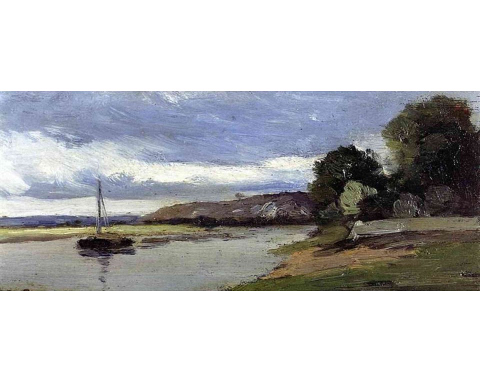 ΠΙΝΑΚΑΣ ΣΕ ΚΑΜΒΑ Camille Pissarro - Όχθες Ποταμού με Φορτηγίδα