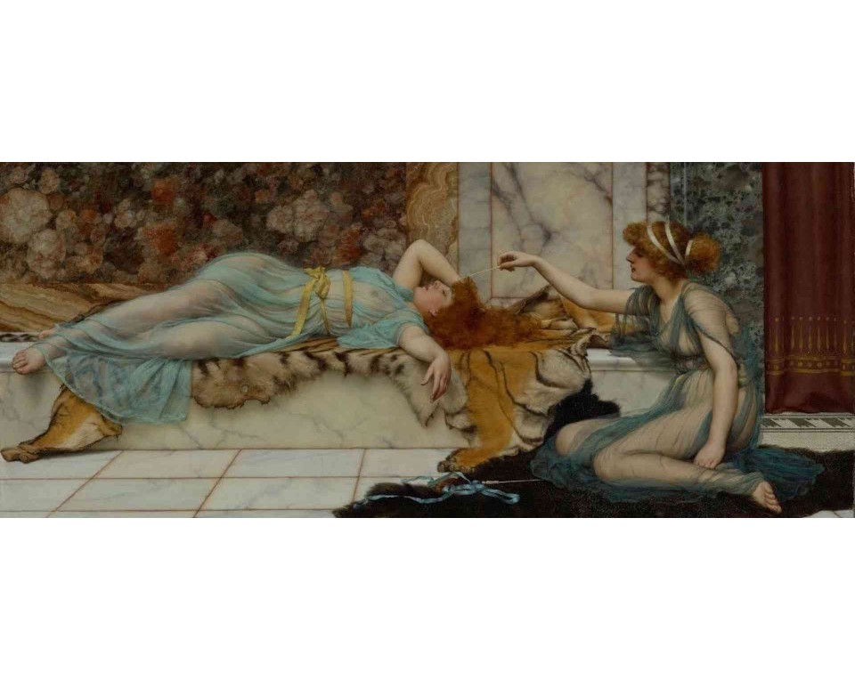 ΠΙΝΑΚΑΣ ΣΕ ΚΑΜΒΑ John William Godward - Σκανταλιά και Ανάπαυση