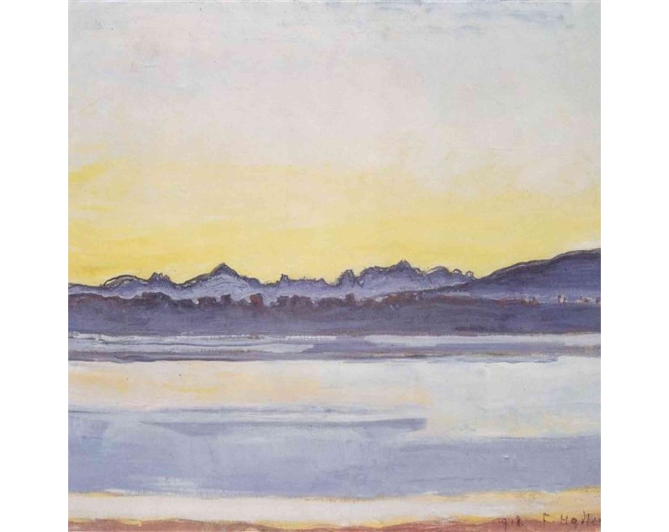 ΠΙΝΑΚΑΣ ΣΕ ΚΑΜΒΑ Ferdinand Hodler - Η Λίμνη της Γενεύης με το Μον Μπλαν πριν από την Ανατολή