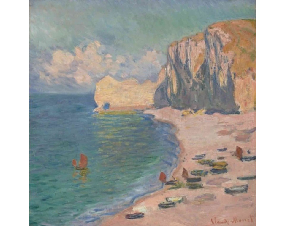 ΠΙΝΑΚΑΣ ΣΕ ΚΑΜΒΑ Claude Monet - Étretat: Η Παραλία και η Falaise d'Amont