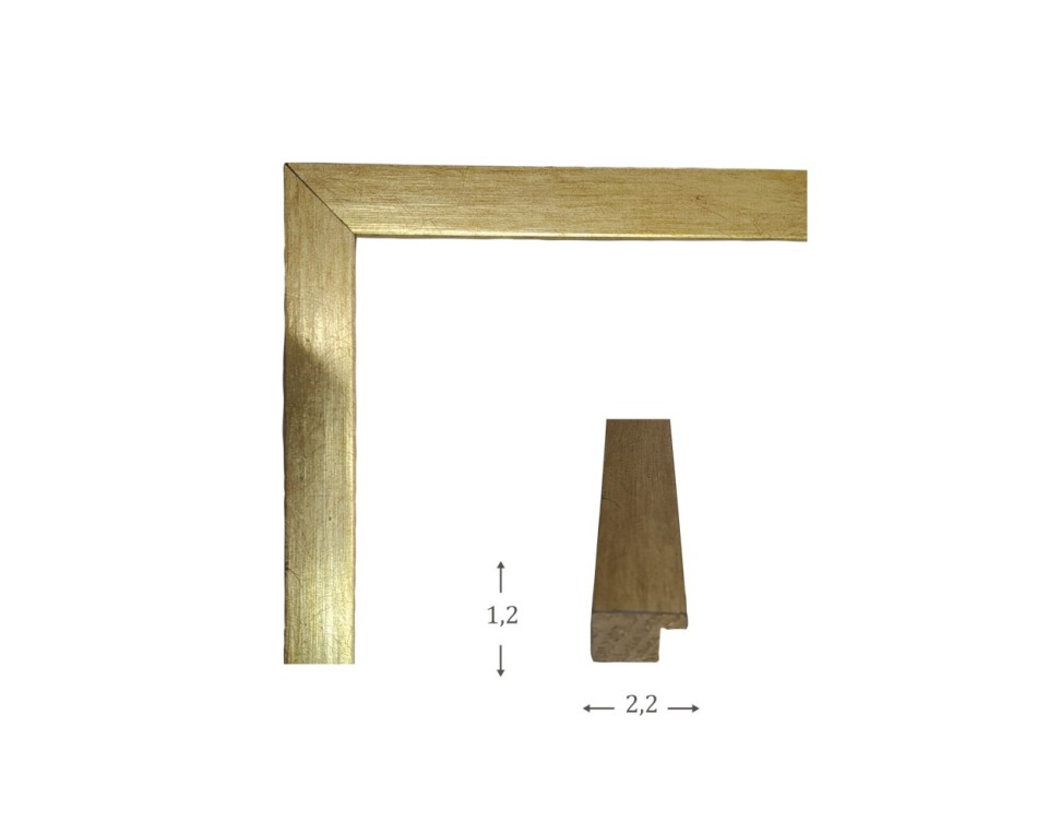 Κορνίζα ξύλινη 2εκ χρυσή με τζάμι για φωτογραφίες 40Χ60εκ