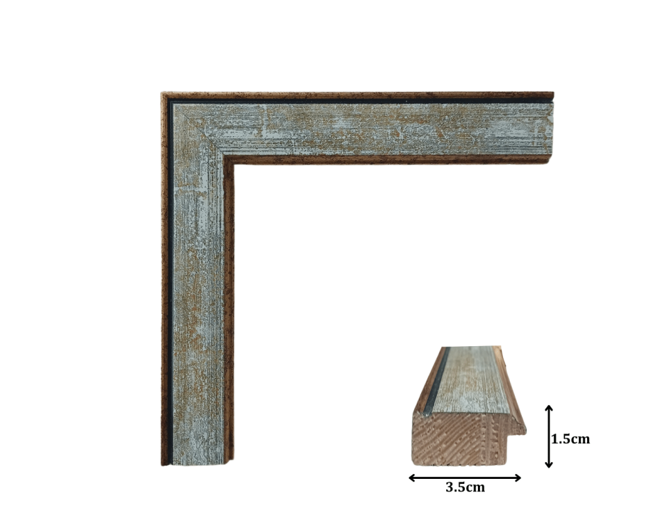 Κορνίζα ξύλινη γκρι-χρυσό 3,5εκ με τζάμι για φωτογραφίες 30Χ40εκ