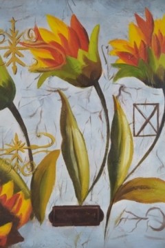 Λουλούδια, Λάδι σε μουσαμά τελαρωμένο 50Χ60cm 