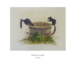 Σκιουράκια, Λάδι σε μουσαμά τελαρωμένο 50Χ60cm