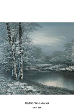 Τοπίο με δάσος και ποτάμι, λάδι σε μουσαμά τελαρωμένο 30Χ40cm