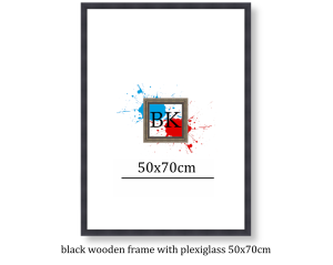 Κορνίζα ξύλινη μαύρη με plexiglass 50Χ70εκ