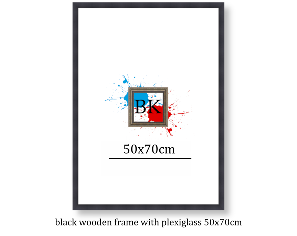 Κορνίζα ξύλινη μαύρη με plexiglass 50Χ70εκ